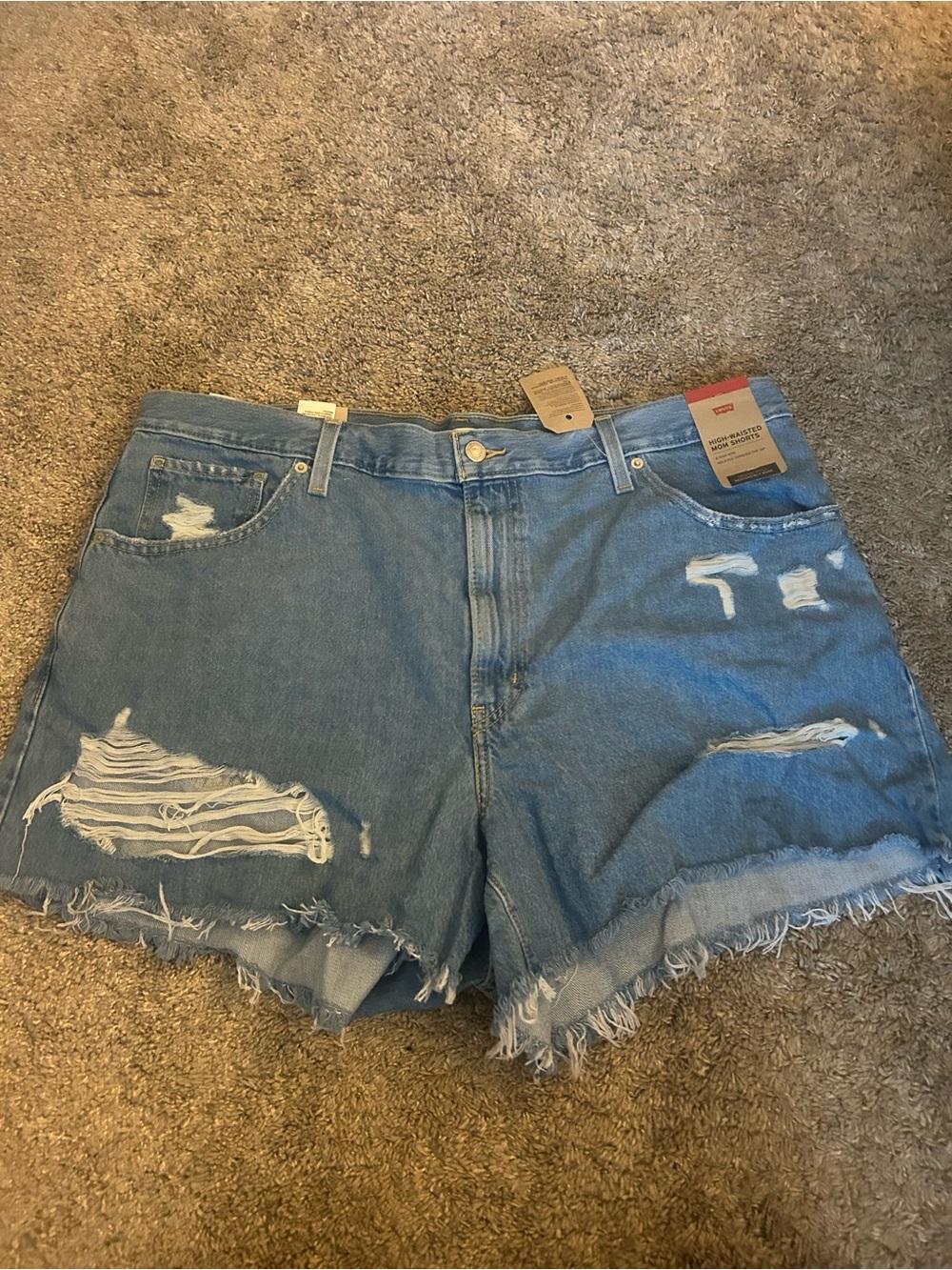Levi's Light Women’s Blue Distressed Frayed Hem Denim Shorts